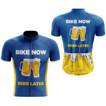 Bike Now Beer Later Cycling Short Sleeve Jersey Mens, Beer Cycling Jersey CG0880