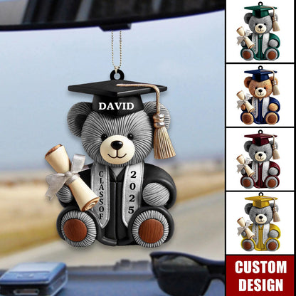 Personalized Graduation Wishes Teddy Bear Ornament, Personalized Graduation Bear Ornaments 2025 TD0021