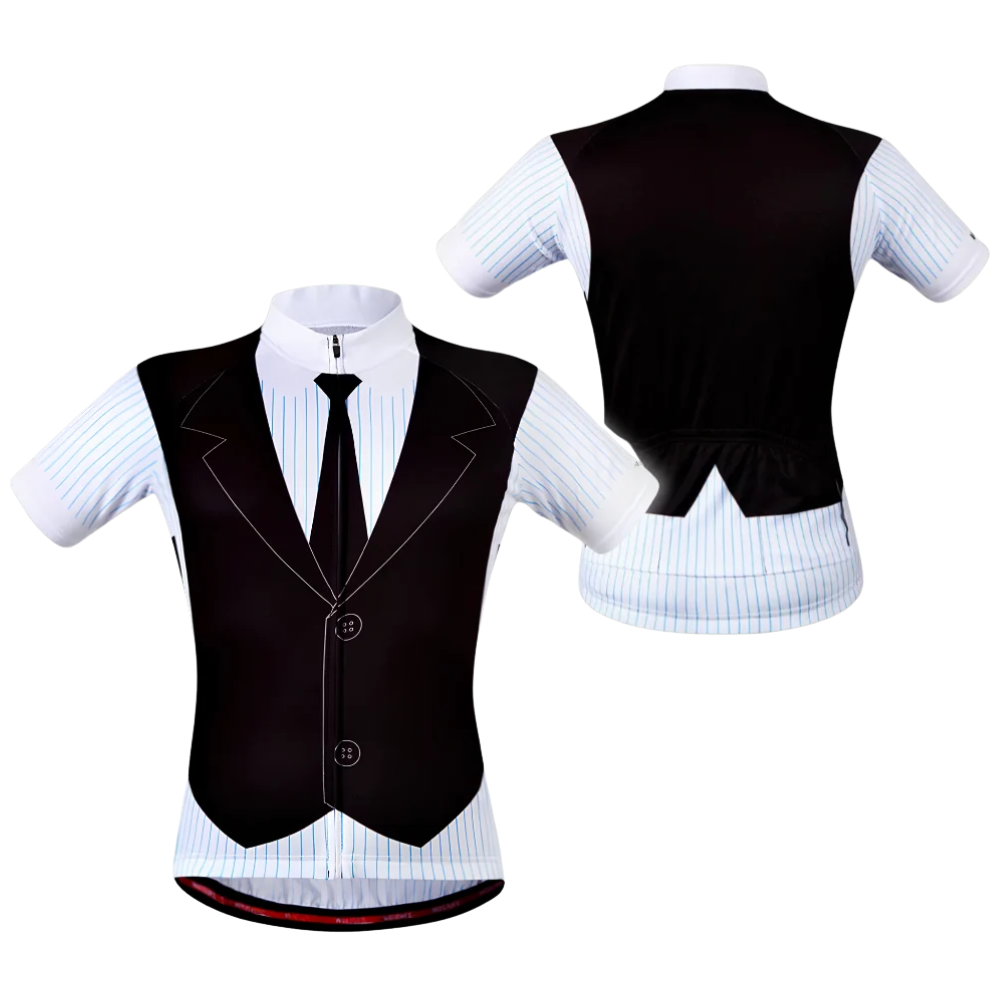 Tuxedo Black And White Cycling Short Sleeve Jersey For Men, Tuxedo Cycling Jersey CG0876