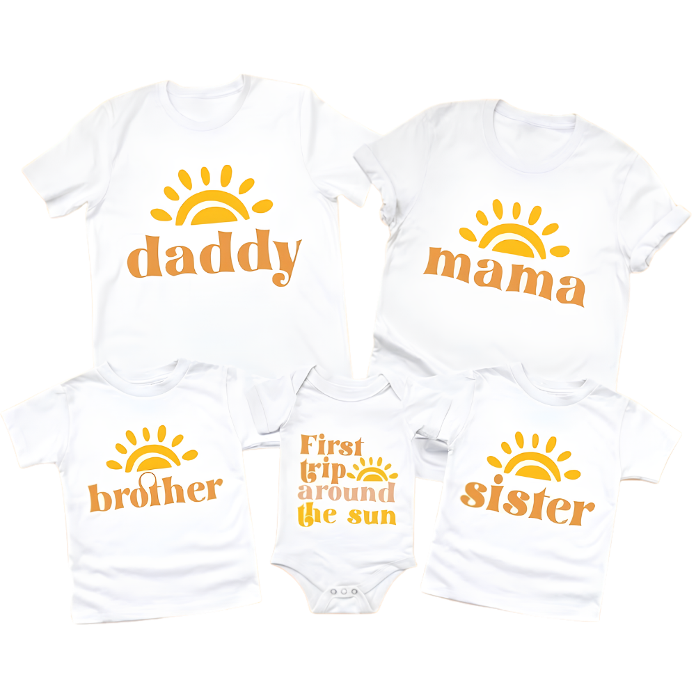 First Trip Around The Sun Family Sunshine First Birthday Matching T Shirt, Personalized 1st Birthday Family Shirts ET1145