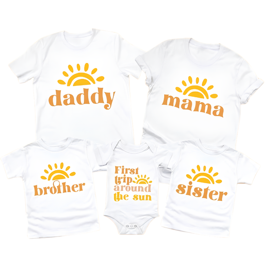 First Trip Around The Sun Family Sunshine First Birthday Matching T Shirt, Personalized 1st Birthday Family Shirts ET1145