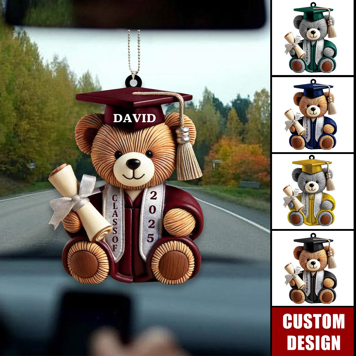Personalized Graduation Wishes Teddy Bear Ornament, Personalized Graduation Bear Ornaments 2025 TD0021