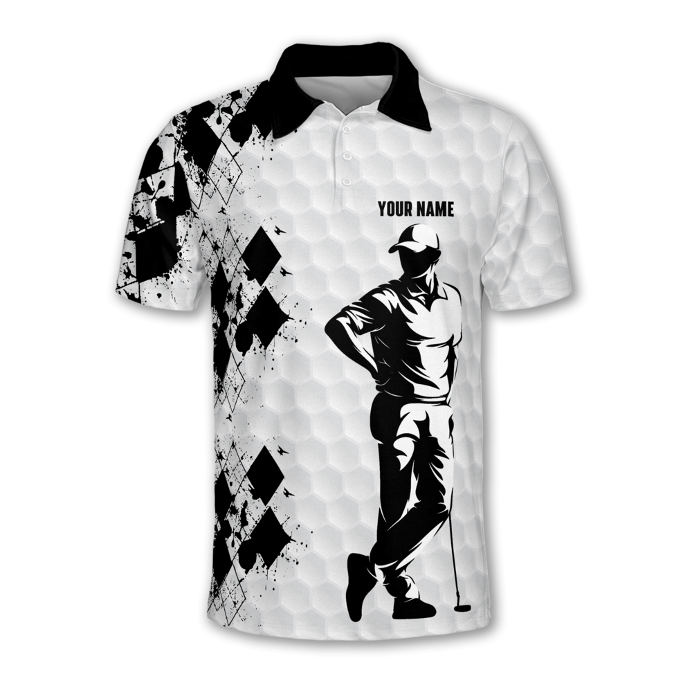 Are You Looking At My Putt Custom Black And White Golf Polo Shirt Mens, Custom Funny Golf Shirts GM0435