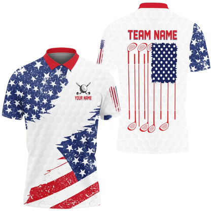 Custom American Flag Golf Polo Shirt For Mens, Custom Team Patriotic Golf Shirts GE0567