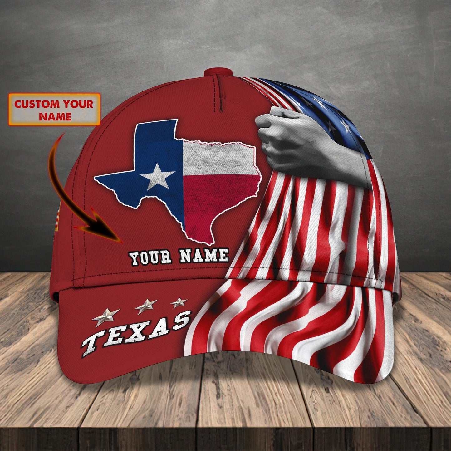 3D Classic Cap Texas 4 Personalized Name Cap 51 Lasfour CA2455