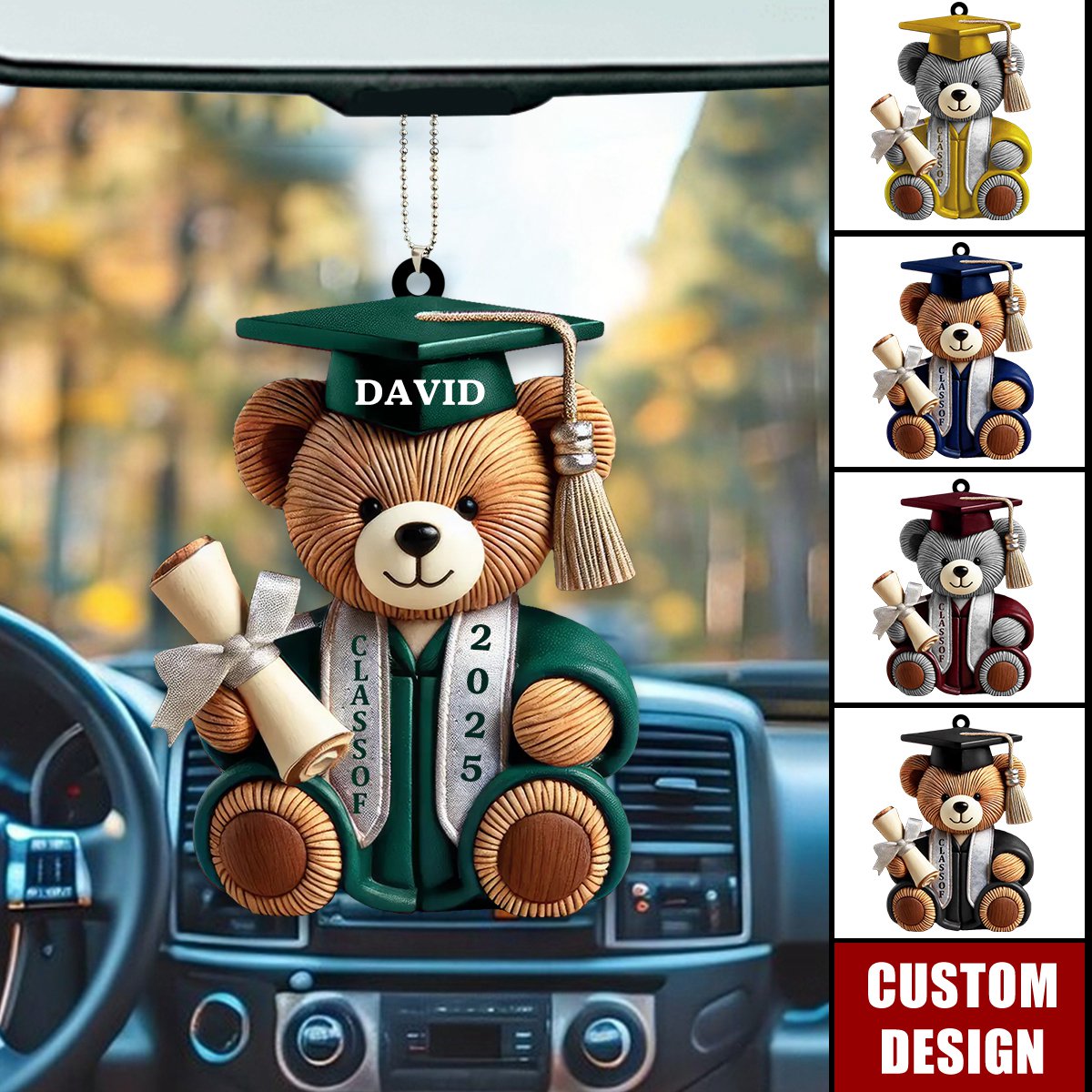 Personalized Graduation Wishes Teddy Bear Ornament, Personalized Graduation Bear Ornaments 2025 TD0021