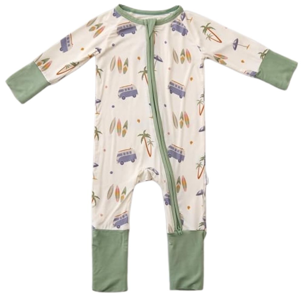 Surfing Camping Car Baby Convertible Zippy Romper, Surfing Baby Convertible Romper BB0356