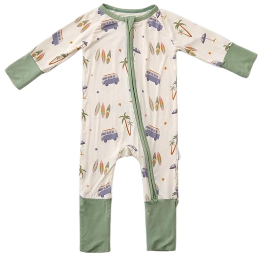 Surfing Camping Car Baby Convertible Zippy Romper, Surfing Baby Convertible Romper BB0356