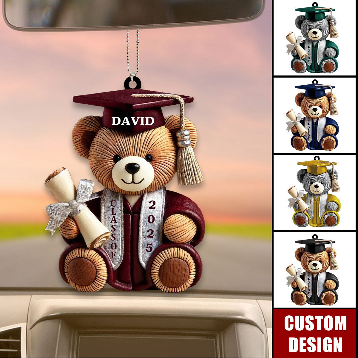 Personalized Graduation Wishes Teddy Bear Ornament, Personalized Graduation Bear Ornaments 2025 TD0021