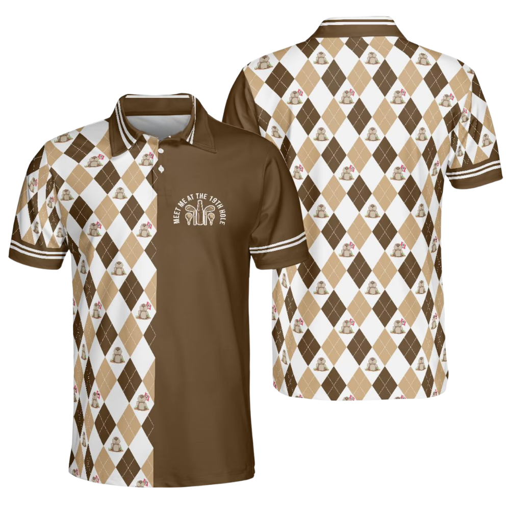 Gopher We Met At The 19th Hole Argyle Golf Mens Polo Shirt, Gopher Golf Shirts GZ0319