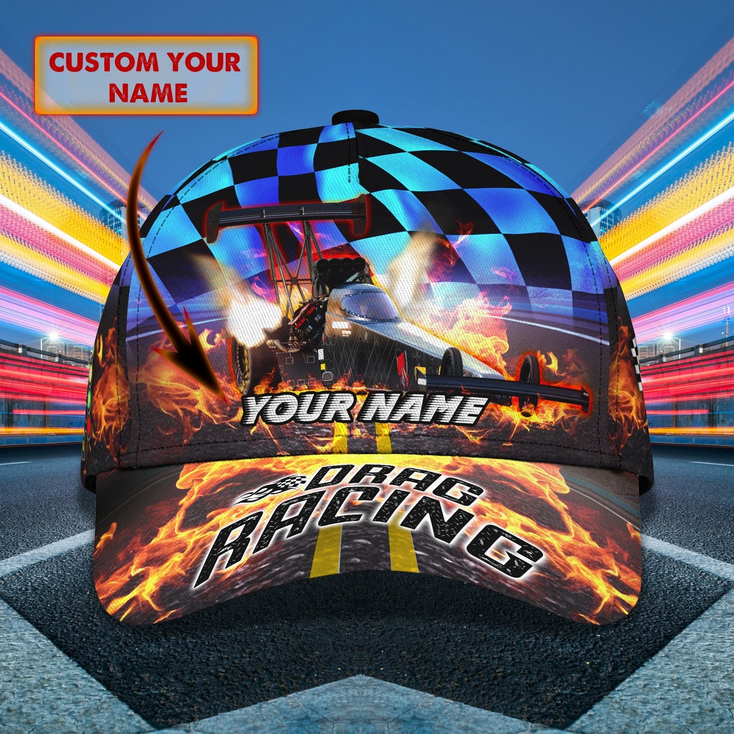 3D Classic Cap Drag Racing Top Fuel Personalized Name Cap 49 Lasfour CA2277