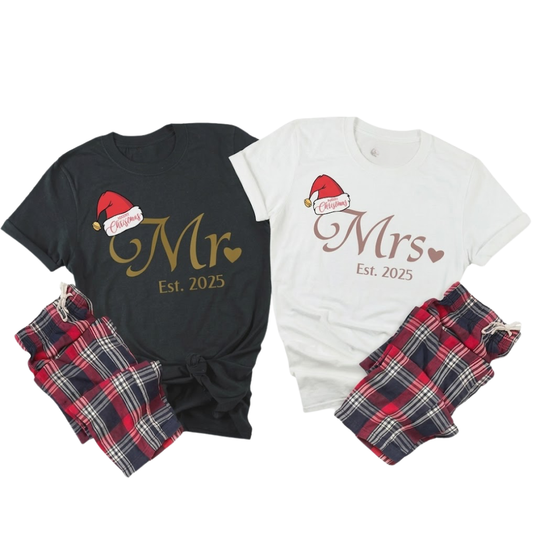 Merry Christmas Custom Matching Mr And Mrs T Shirt, Custom Year Christmas Matching Couple Shirts ET1218
