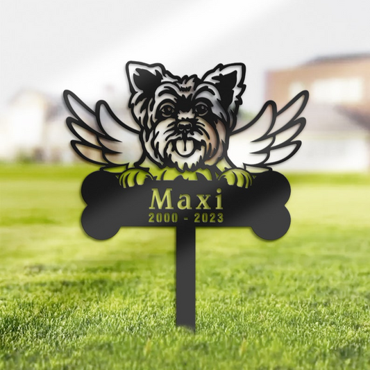 Personalized Yorkshire Terrier Dog Memorial Stake, Metal Stake, Sympathy Sign, Pet Grave Marker CN1131