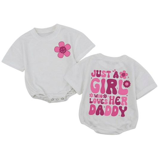 Just A Girl Who Loves Her Daddy Baby T Shirt Romper Romper, Daisy Father Romper For Baby Girl BB0281
