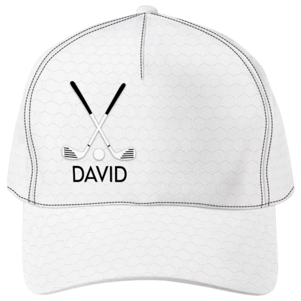 Custom Name Golf White Baseball Cap, Personalized Golf 3D Printed Hat CP0598