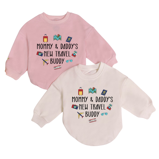 Mommy & Daddy's New Travel Buddy Baby Romper Sweater, Travel Baby Romper Sweatshirt BB0178
