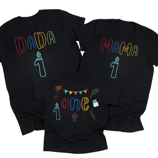 Custom Matching 1st Birthday Family T Shirts, Personalized First Birthday Family Shirts ET0356
