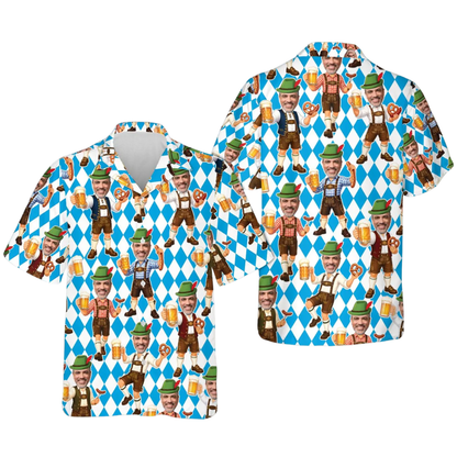 Custom Photo Beer Oktoberfest Hawaiian Shirt Mens, Custom Funny Octoberfest With Photo HE0664