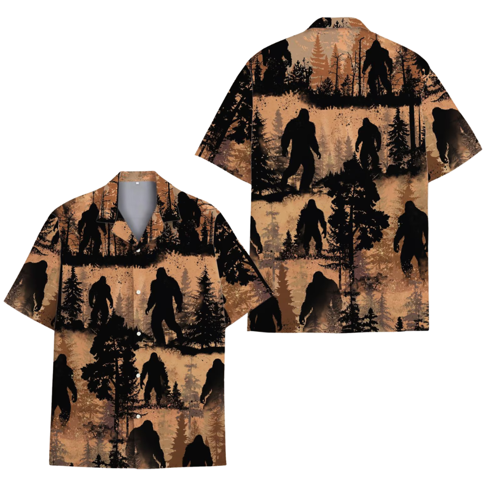 Bigfoot Forest Men's Hawaiian Shirt, Sasquatch Bigfoot Hawaiian Shirts HE0549