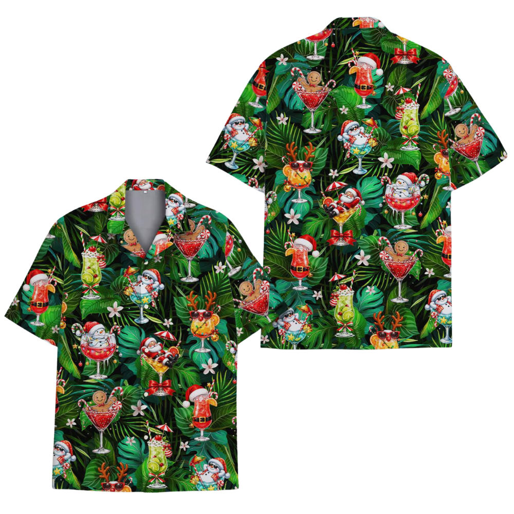 Santa Cocktail Tropical Hawaiian Shirt For Men Women, Christmas In July Hawaiian Shirt HE0567