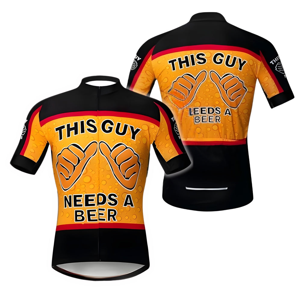 This Guy Need A Beer Men's Cycling Short Sleeve Jersey, Funny Beer Cycling Jerseys CZ0037