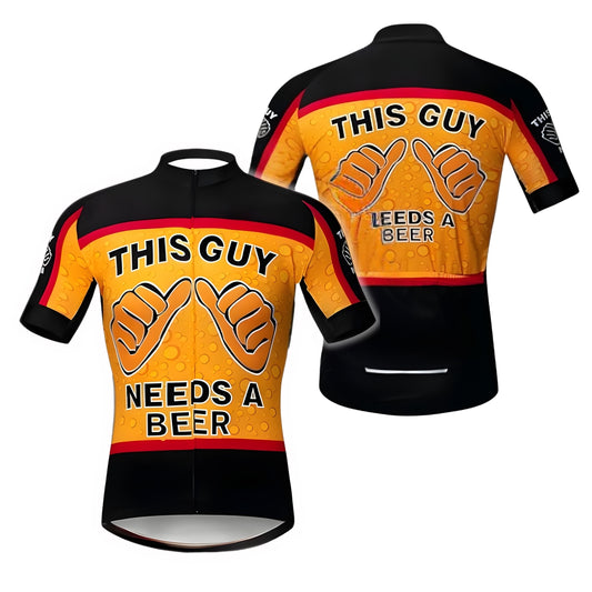 This Guy Need A Beer Men's Cycling Short Sleeve Jersey, Funny Beer Cycling Jerseys CZ0037