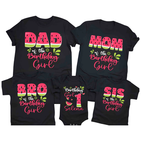 Watermelon First Birthday Girl Custom Matching Family T Shirt, Personalized Birthday Watermelon Matching Shirt For Family ET1148