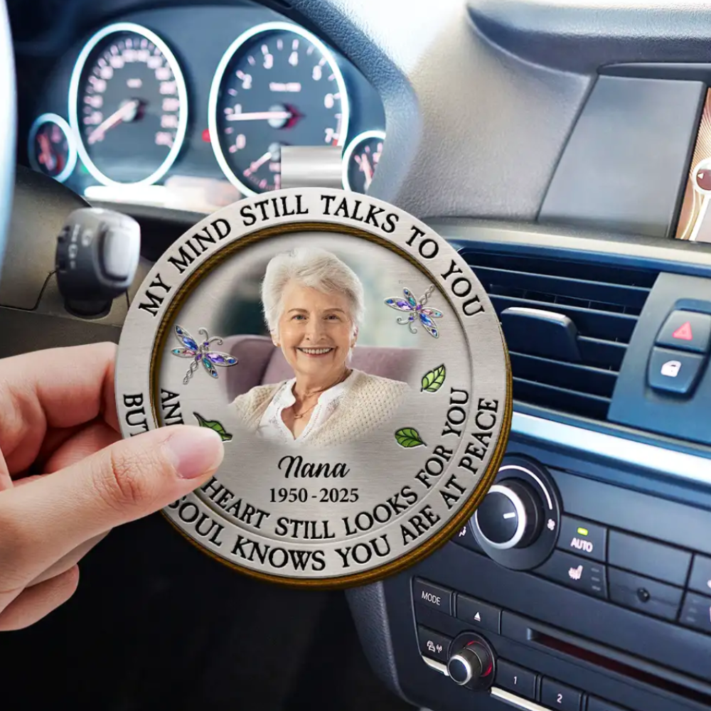 My Mind Still Talks To You Personalized Memorial Car Visor Clip, Custom Photo Memorial Car Visor Clip TD0002