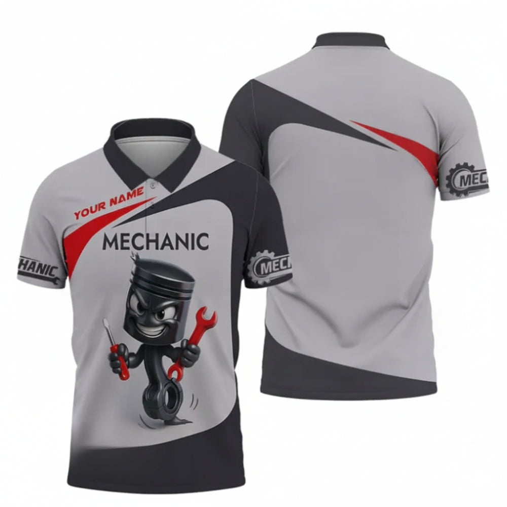 Custom Name Mechanic Polo Shirts For Men, Custom Mechanic Shirts ET0039