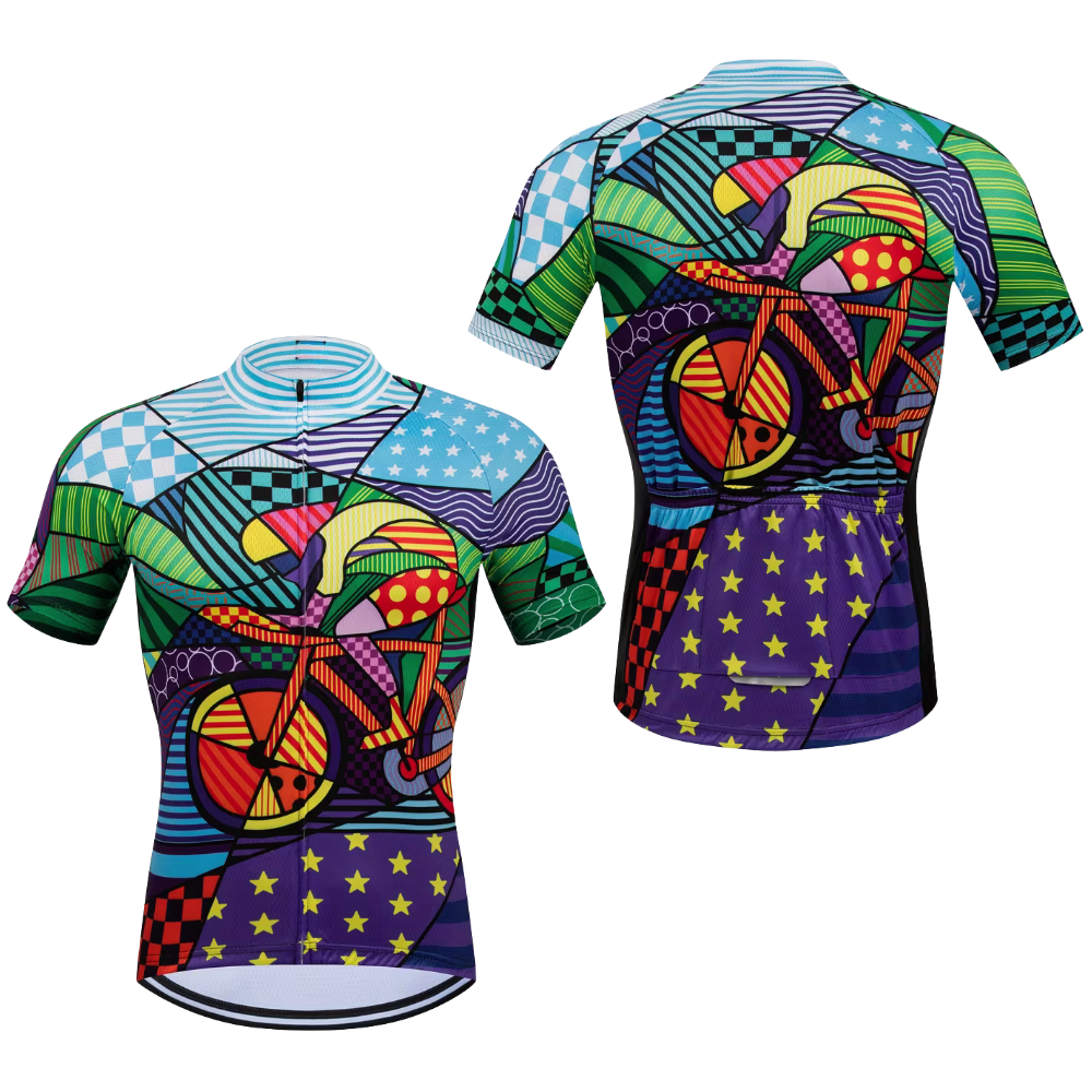 Colorful Mountain Cycling Short Sleeve Jersey For Men, Mountain Cycling Jersey CE0059