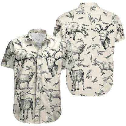 Vintage Goat Men's Hawaiian Shirt, Goat Hawaiian Shirt HE0353