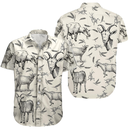 Vintage Goat Men's Hawaiian Shirt, Goat Hawaiian Shirt HE0353