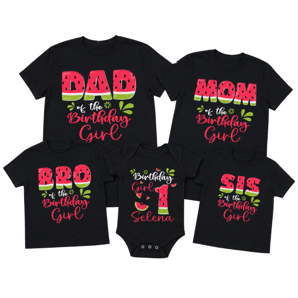 Watermelon First Birthday Girl Custom Matching Family T Shirt, Personalized Birthday Watermelon Matching Shirt For Family ET1148