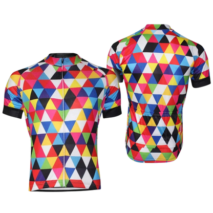 Colorful Geometric Cycling Short Sleeve Jersey For Men, Geometric Cycling Jersey CG0827