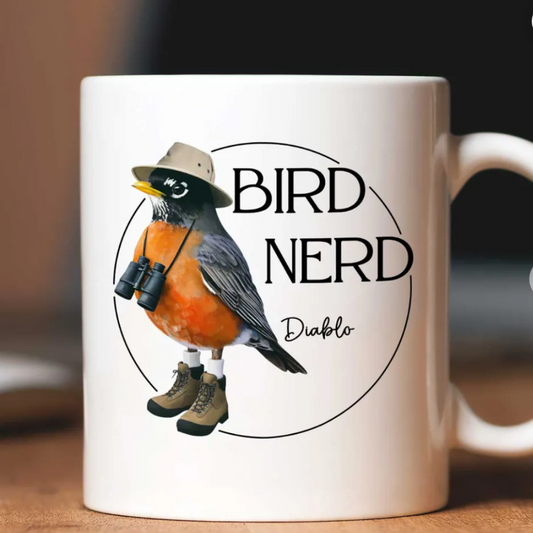 Personalized Bird Nerd Funny Bird Watcher Mug, Custom Name Twitcher Mug, Personalized Mug For Bird Lover TD0011