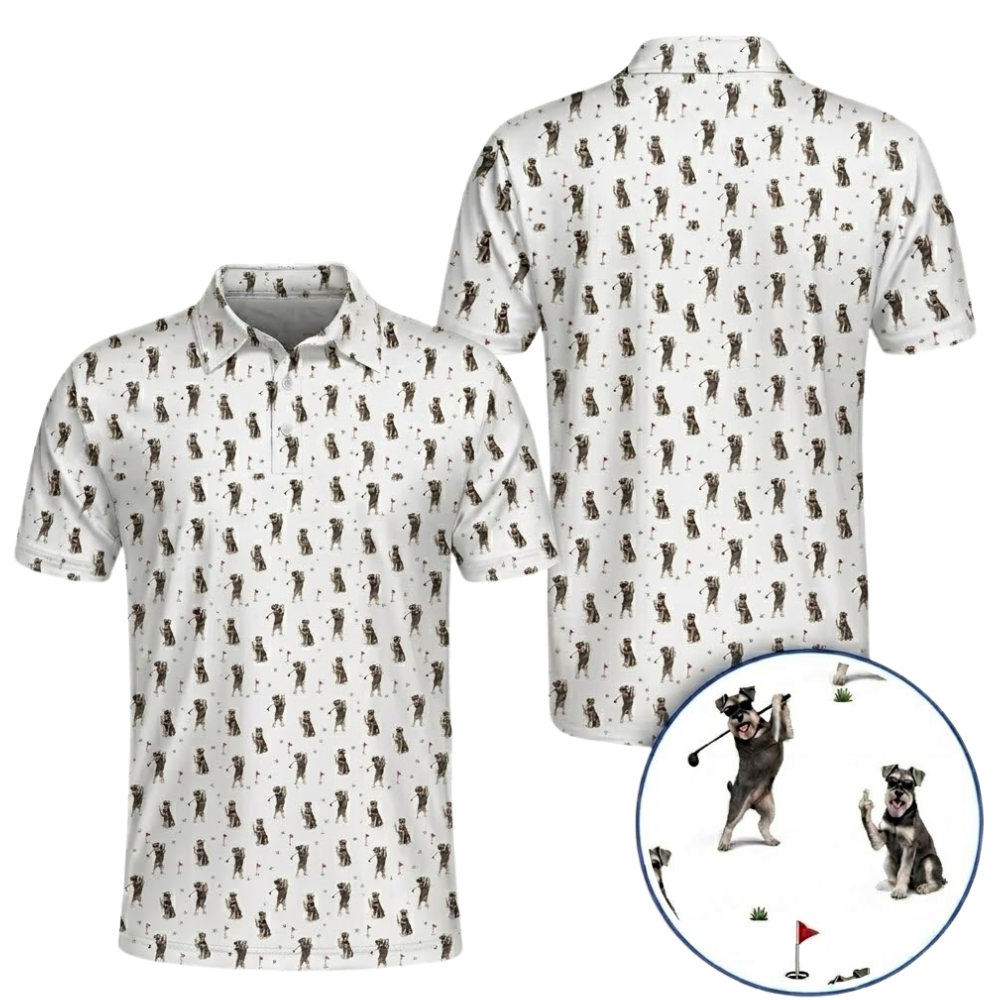 Miniature Schnauzer Golf Polo Shirt For Men, Schnauzer Golf Shirt For Dog Lover GZ0371