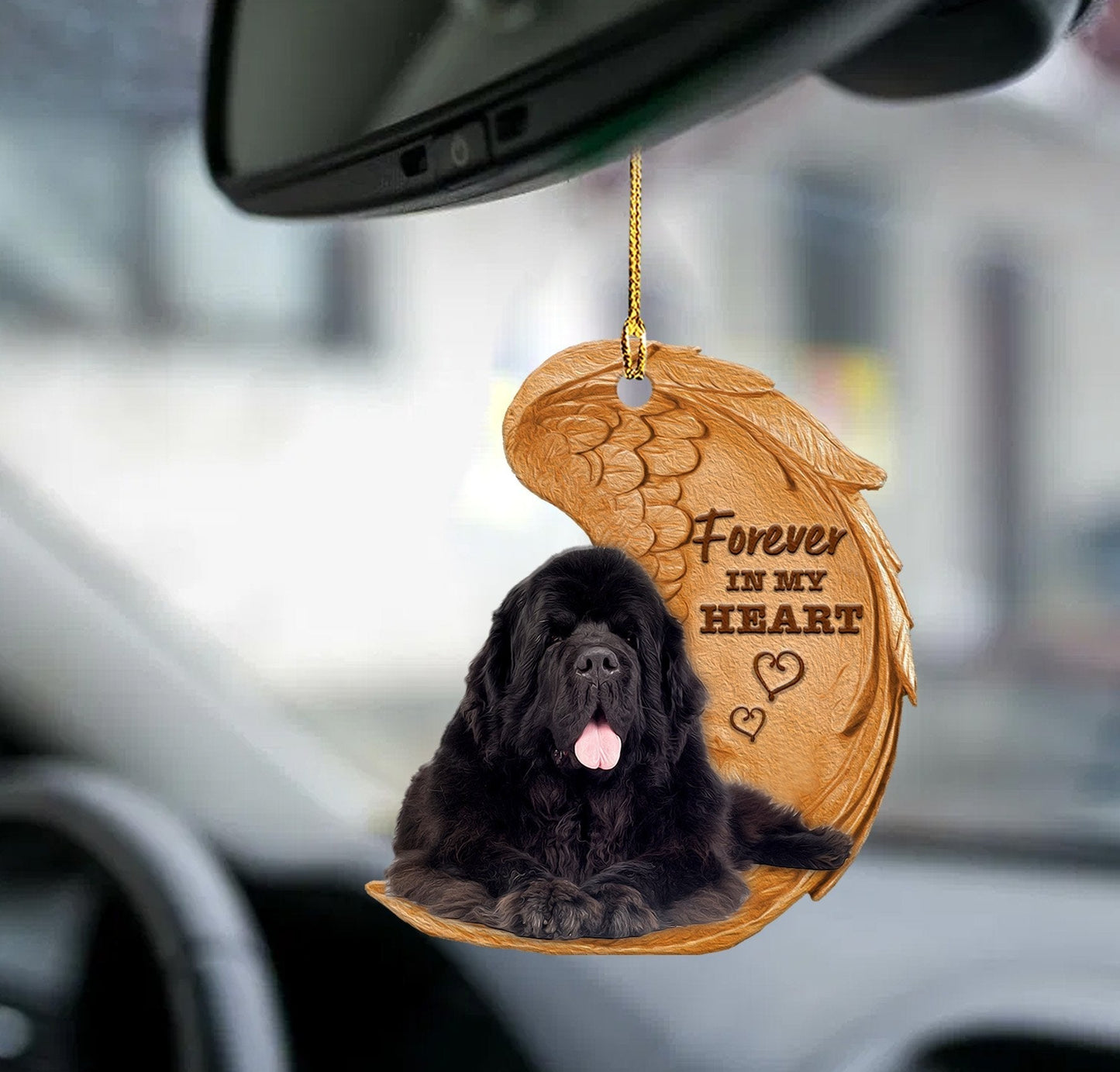 Newfoundland Dog Forever In My Heart Auto Hanging Ornament Dog Ornament Lasfour OO0847