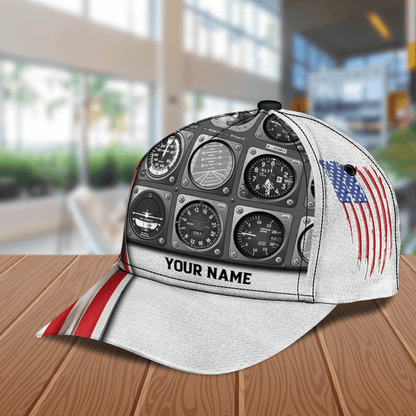 Personalized Pilot Classic Cap With American Flag, Personalized Gift for Pilot CA0219