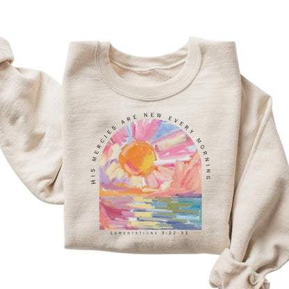 His Mercies Are New Every Morning Religious Sweatshirt, Christian Bible Verse Sweatshirts 2D0321