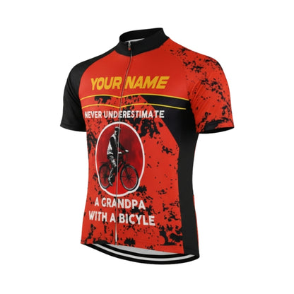 Never Underestimate A Grandpa With A Bicycle Custom Men's Cycling Short Sleeve Jersey, Custom Funny Grandpa Cycling Jersey CG0670