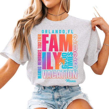 Custom Matching Family Vacation Neon T Shirts Making Memories Together, Custom Family Travel Matching Shirts ET0556