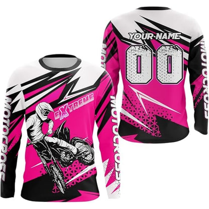 Personalised Motocross Long Sleeve Jersey Orange For Men, Custom Motocross Shirts MZ0013