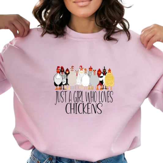Just A Girl Who Loves Chickens Sweatshirt, Chicken Lover Sweatshirt 2D0609