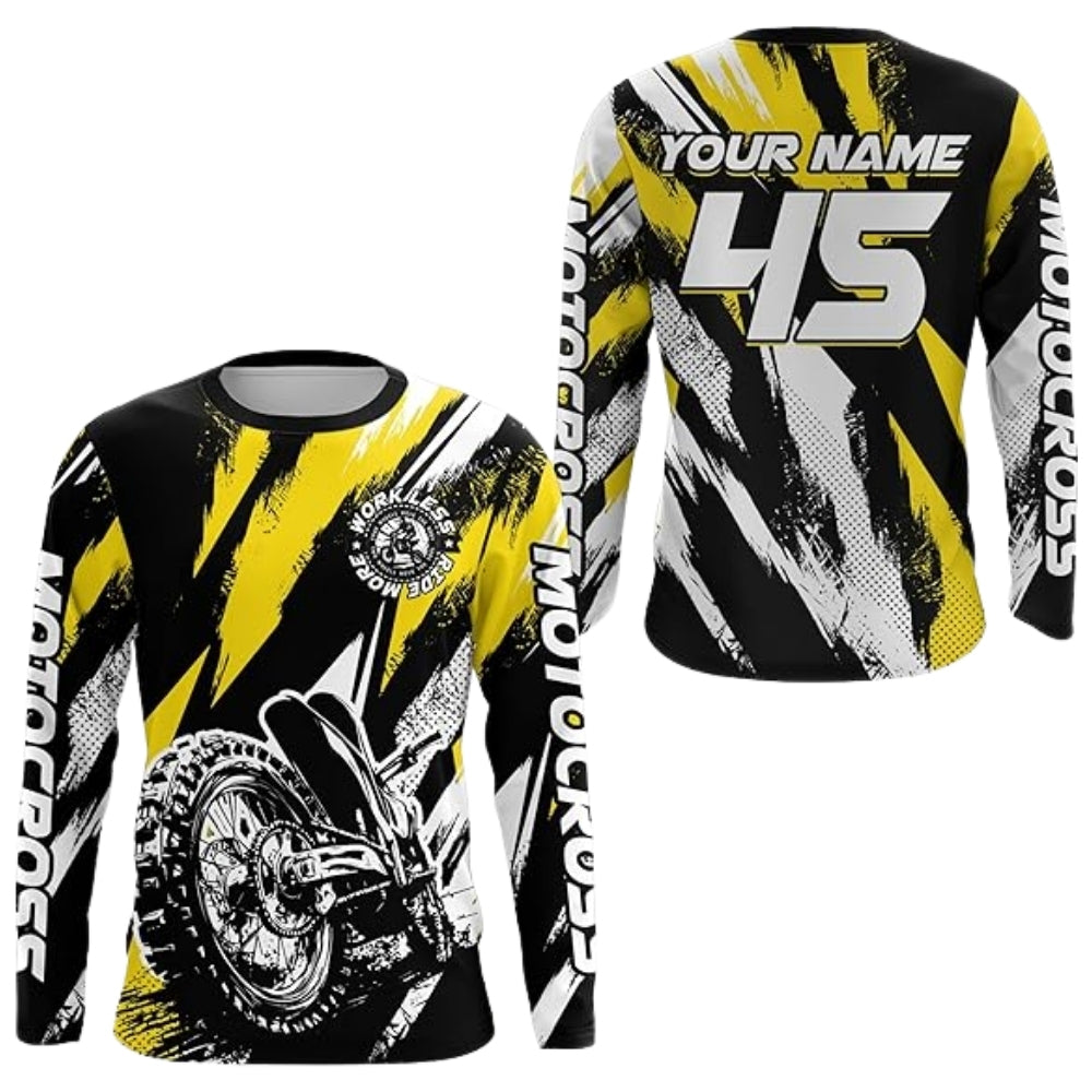 Custom Name Number Motocross Long Sleeve Men Jersey Black Red, Custom Racing Dirt Bike Shirts MZ0088