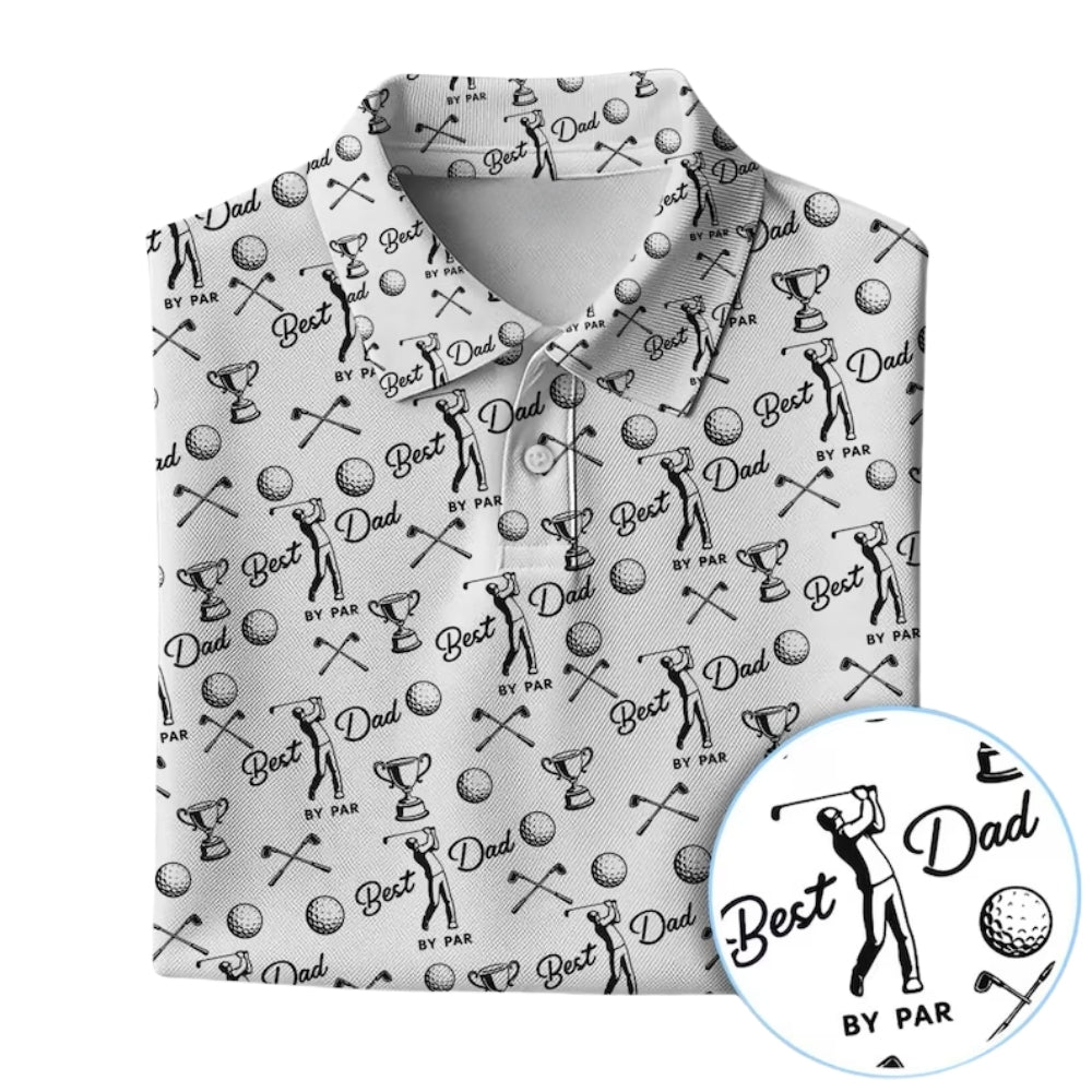 Best Dad By Par Golf Polo Shirt Men Black White, Father's Day Golf Shirts GE0416