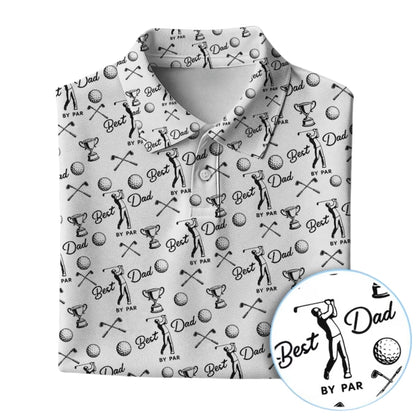 Best Dad By Par Golf Polo Shirt Men Black White, Father's Day Golf Shirts GE0416