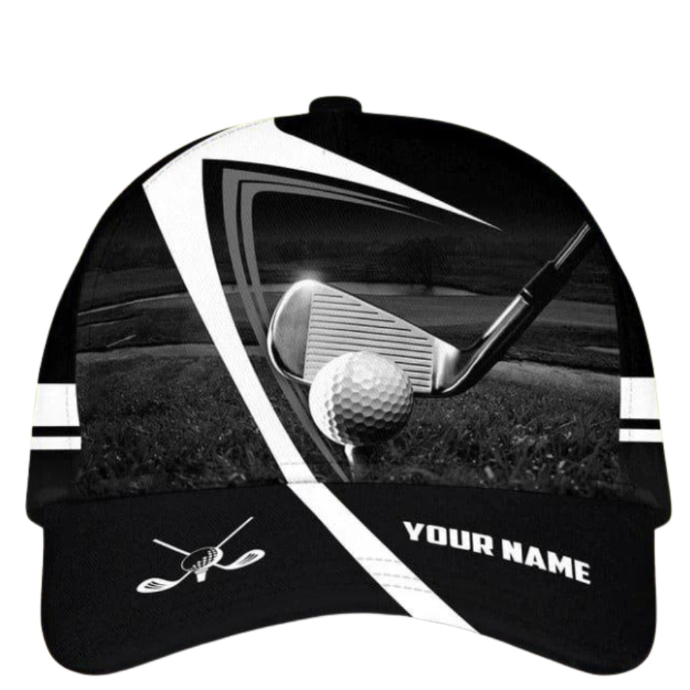 Custom Name Black Golf Cap, Custom 3D Classic Cap For Golf Lover CP0327