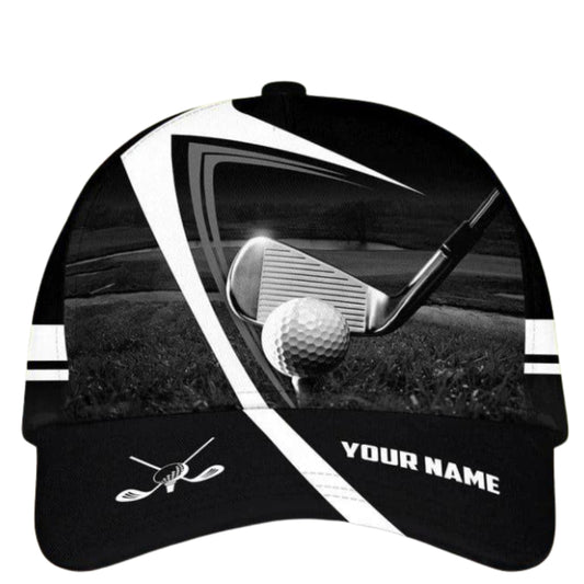 Custom Name Black Golf Cap, Custom 3D Classic Cap For Golf Lover CP0327