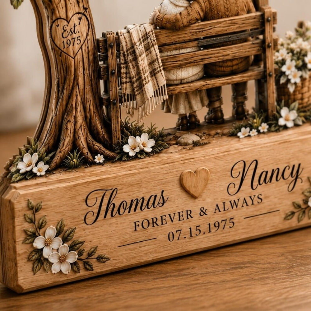 Fifty Years Together Custom Couple Name Wooden Plaque, Custom 50th Wedding Anniversary Wooden Block WD0819