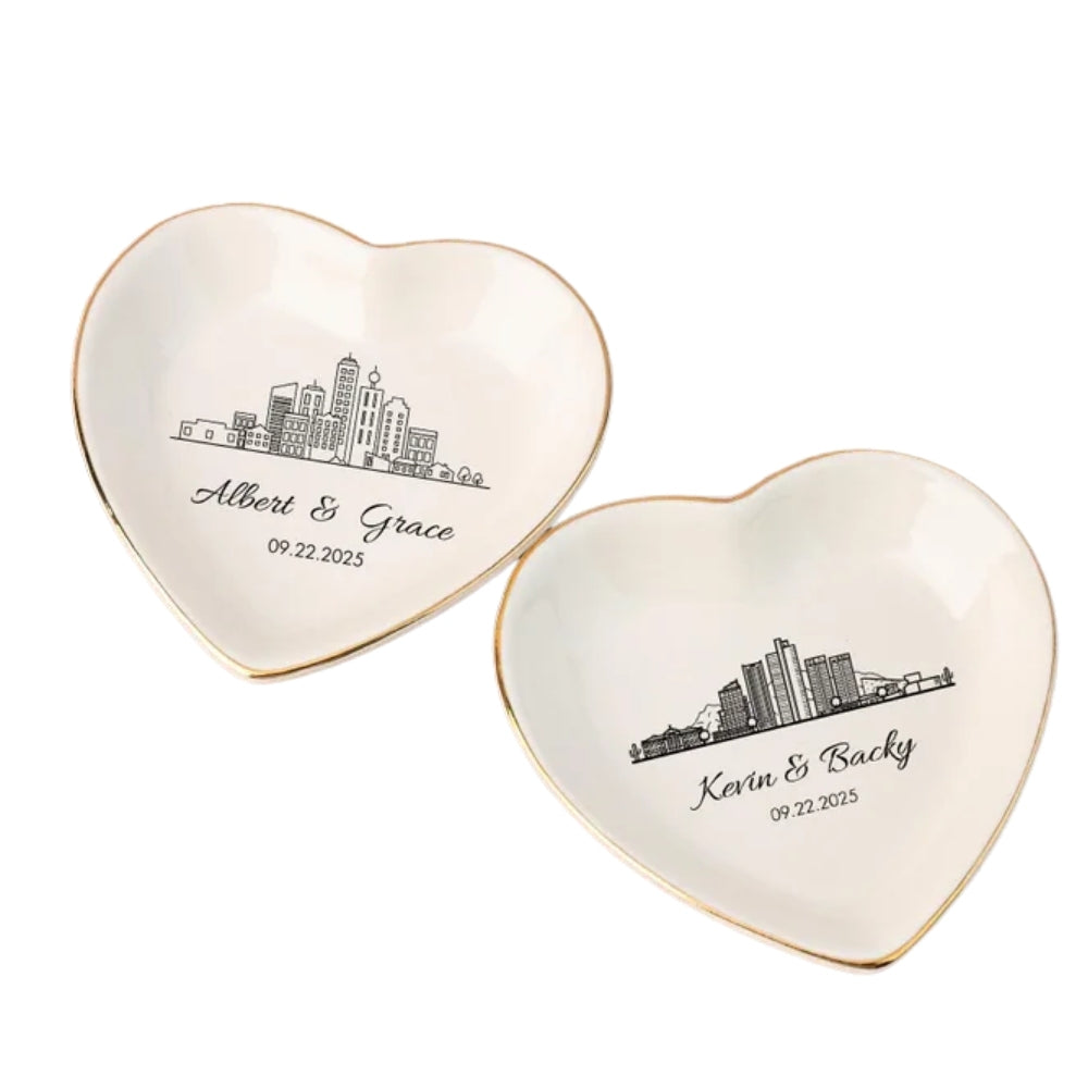Custom City Engagmeny Wedding Ring Dish, Personalized Engagement Jewelry Dish With City WD0177